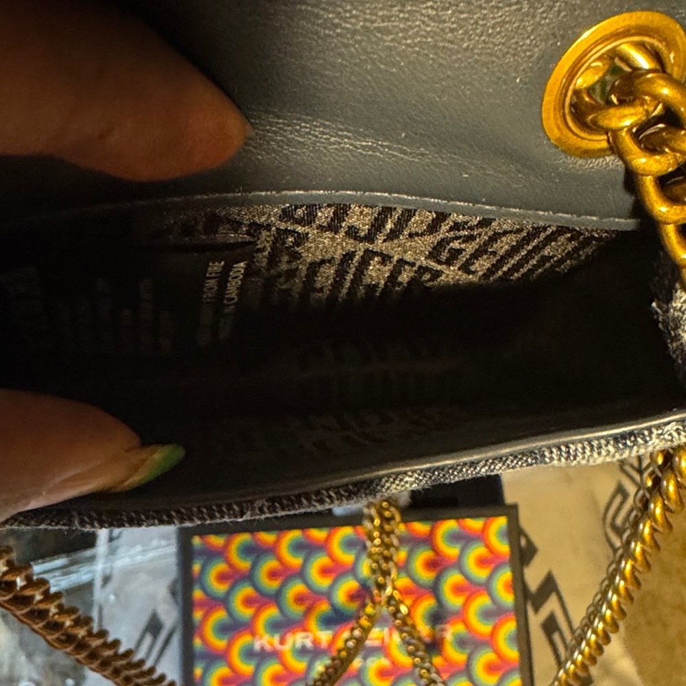 Kurt Geiger Denim Mini Bag with Gold Chain - Picture 3 of 15
